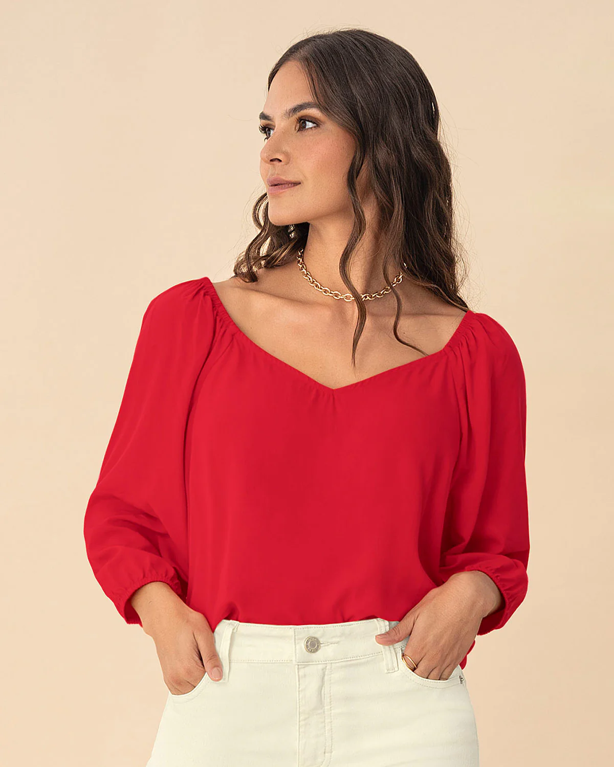 Blusa manga 3/4 de escote en V - Image 9