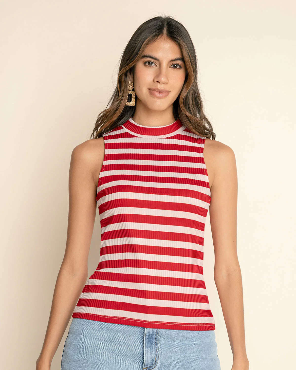 Camiseta manga sisa de cuello alto