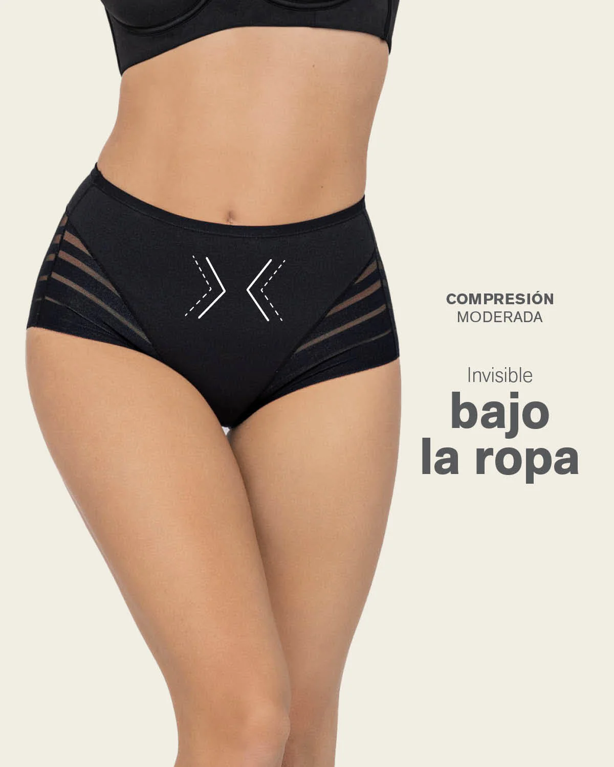 Panty faja clásico con control moderado de abdomen y bandas en tul - Image 6