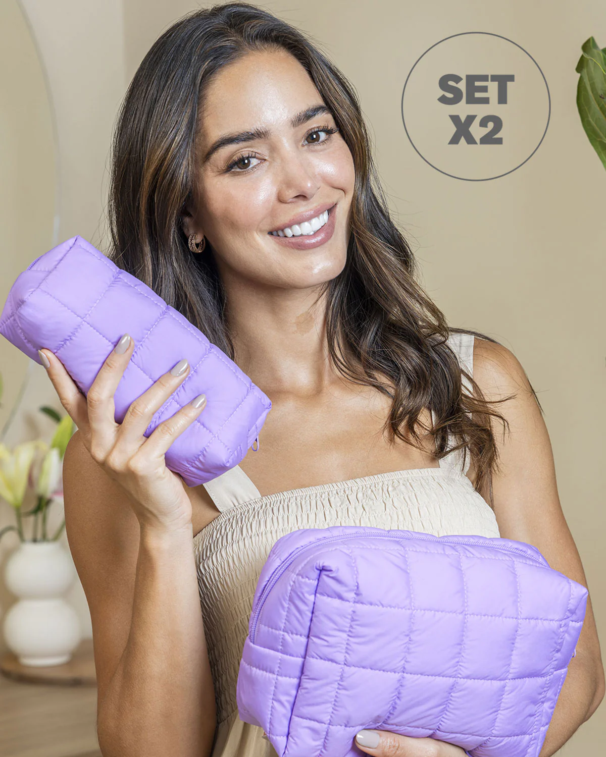 Set X2 cosmetiqueras con cierre superior